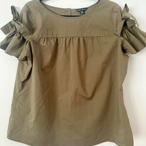 Elegant Olive Blouse with Bow Details